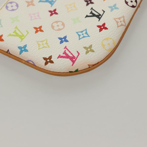 LOUIS VUITTON Multicolor Pochette Mira MM Pouch White M60096 LV Auth 132784