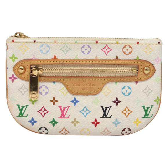 LOUIS VUITTON Multicolor Pochette Mira MM Pouch White M60096 LV Auth 132784