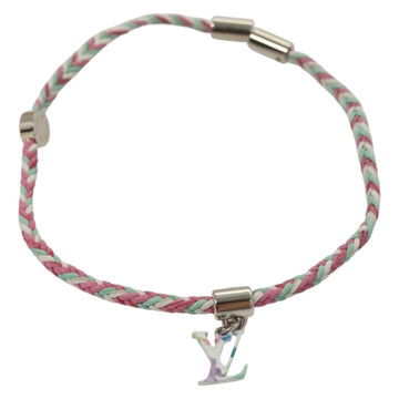 LOUIS VUITTON Brass Friend Ship Bracelet Leather Pink M6793E LV Auth 132791M - 0