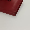 CELINE Compact Wallet Leather Red Gold Auth 132803-15