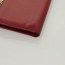 CELINE Compact Wallet Leather Red Gold Auth 132803-16