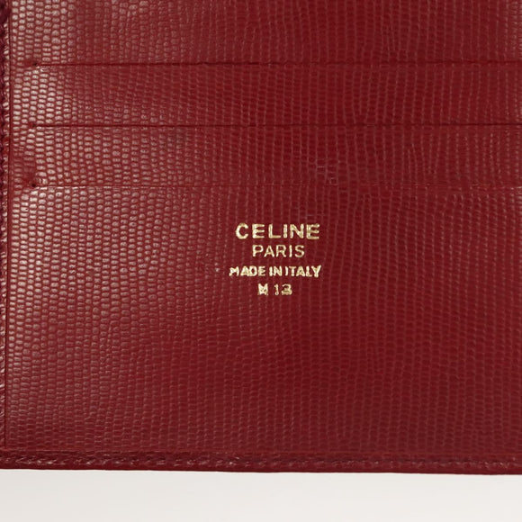 CELINE Compact Wallet Leather Red Gold Auth 132803