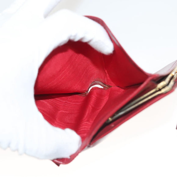 CELINE Compact Wallet Leather Red Gold Auth 132803