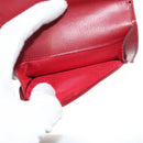 CELINE Compact Wallet Leather Red Gold Auth 132803-20