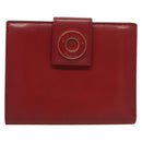 CELINE Compact Wallet Leather Red Gold Auth 132803-13