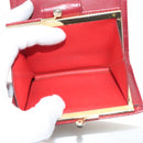 CELINE Compact Wallet Leather Red Gold Auth 132803-11