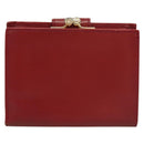 CELINE Compact Wallet Leather Red Gold Auth 132803-2