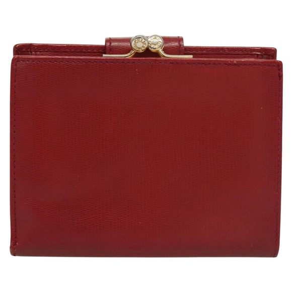CELINE Compact Wallet Leather Red Gold Auth 132803