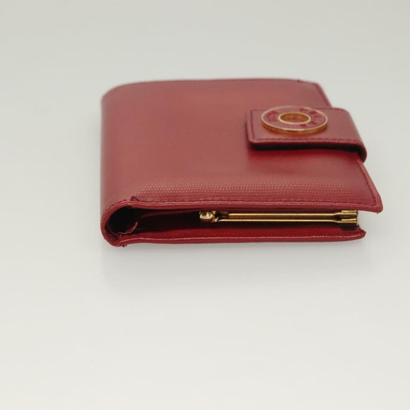 CELINE Compact Wallet Leather Red Gold Auth 132803