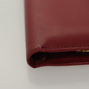 CELINE Compact Wallet Leather Red Gold Auth 132803-4
