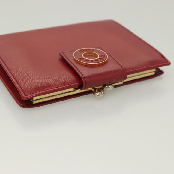 CELINE Compact Wallet Leather Red Gold Auth 132803