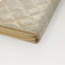 CHANEL Matelasse Long Wallet Leather Silver CC Auth 132807-10