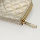 CHANEL Matelasse Long Wallet Leather Silver CC Auth 132807-11