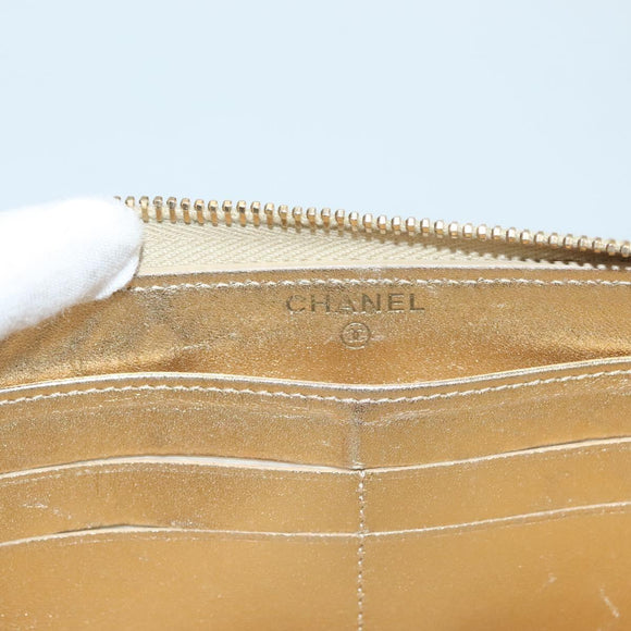 CHANEL Matelasse Long Wallet Leather Silver CC Auth 132807