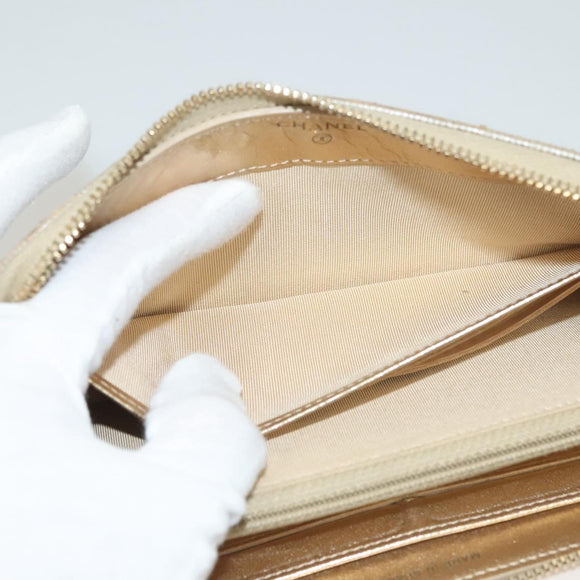 CHANEL Matelasse Long Wallet Leather Silver CC Auth 132807