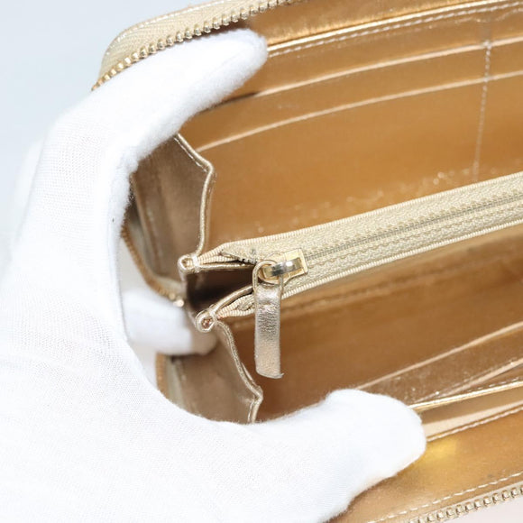 CHANEL Matelasse Long Wallet Leather Silver CC Auth 132807