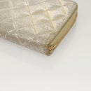 CHANEL Matelasse Long Wallet Leather Silver CC Auth 132807-9
