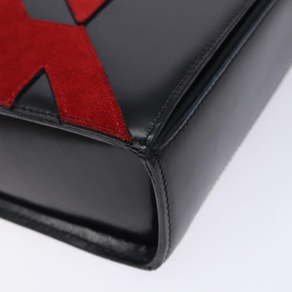 CELINE Arc de Triomphe Shoulder Bag Leather Black Red gold Auth 132815