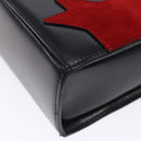 CELINE Arc de Triomphe Shoulder Bag Leather Black Red gold Auth 132815-14