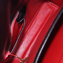 CELINE Arc de Triomphe Shoulder Bag Leather Black Red gold Auth 132815-11