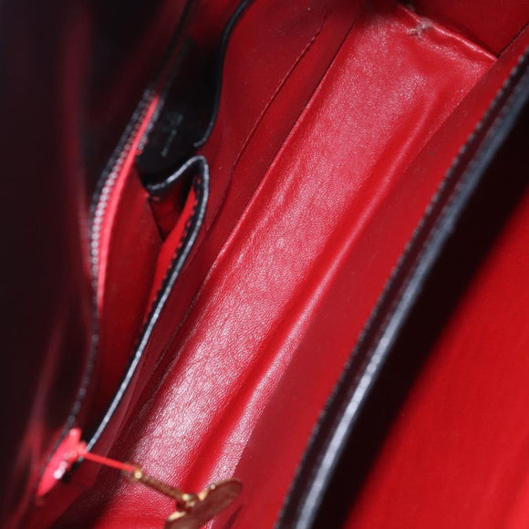 CELINE Arc de Triomphe Shoulder Bag Leather Black Red gold Auth 132815