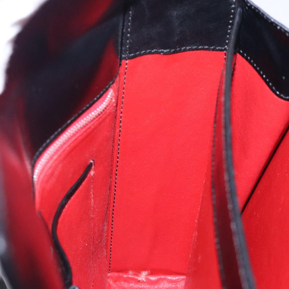 CELINE Arc de Triomphe Shoulder Bag Leather Black Red gold Auth 132815