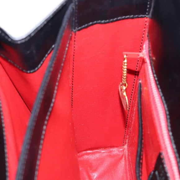 CELINE Arc de Triomphe Shoulder Bag Leather Black Red gold Auth 132815