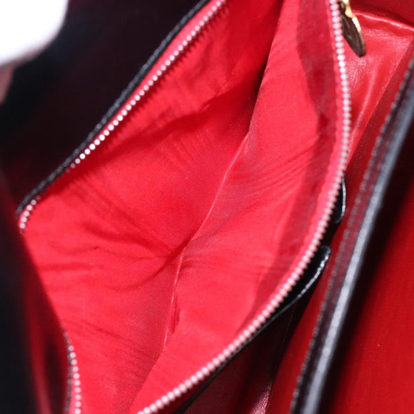 CELINE Arc de Triomphe Shoulder Bag Leather Black Red gold Auth 132815