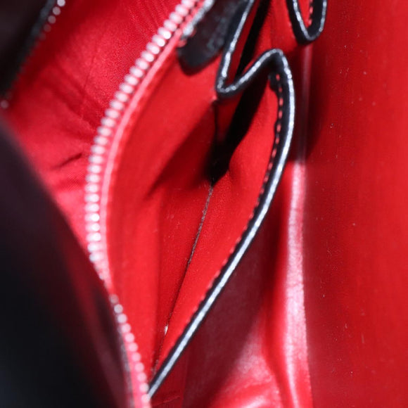 CELINE Arc de Triomphe Shoulder Bag Leather Black Red gold Auth 132815