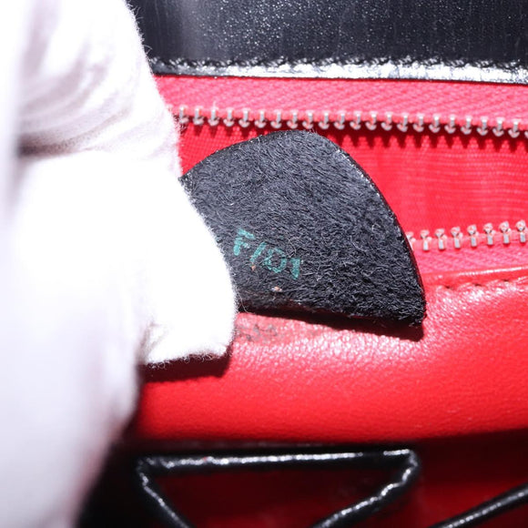 CELINE Arc de Triomphe Shoulder Bag Leather Black Red gold Auth 132815