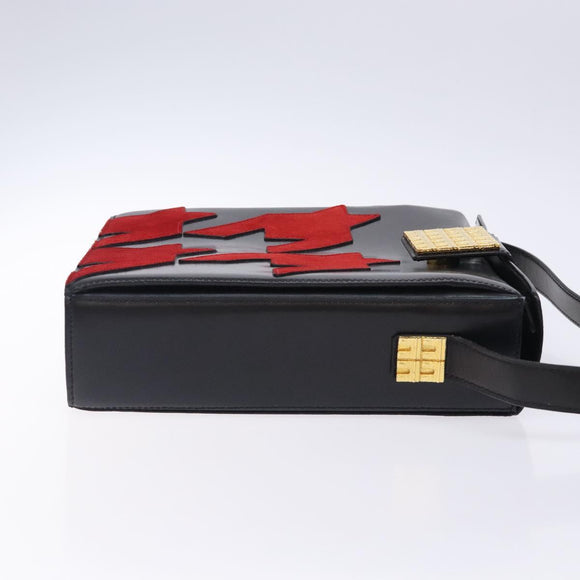 CELINE Arc de Triomphe Shoulder Bag Leather Black Red gold Auth 132815