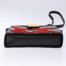 CELINE Arc de Triomphe Shoulder Bag Leather Black Red gold Auth 132815-5