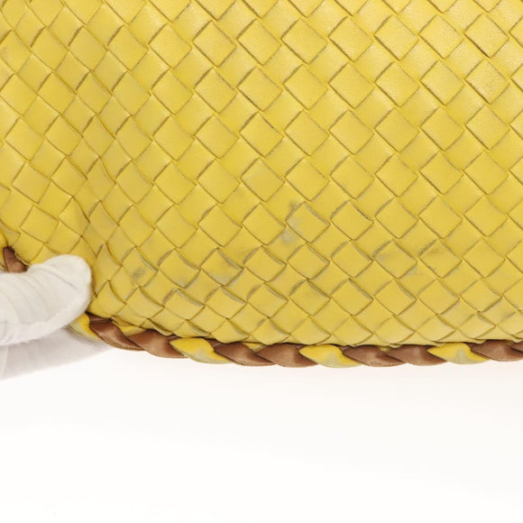 BOTTEGA VENETA INTRECCIATO Hobo Bag Leather Yellow Gold 115653 Auth 132816