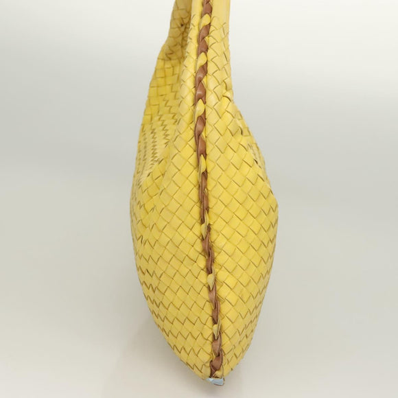 BOTTEGA VENETA INTRECCIATO Hobo Bag Leather Yellow Gold 115653 Auth 132816