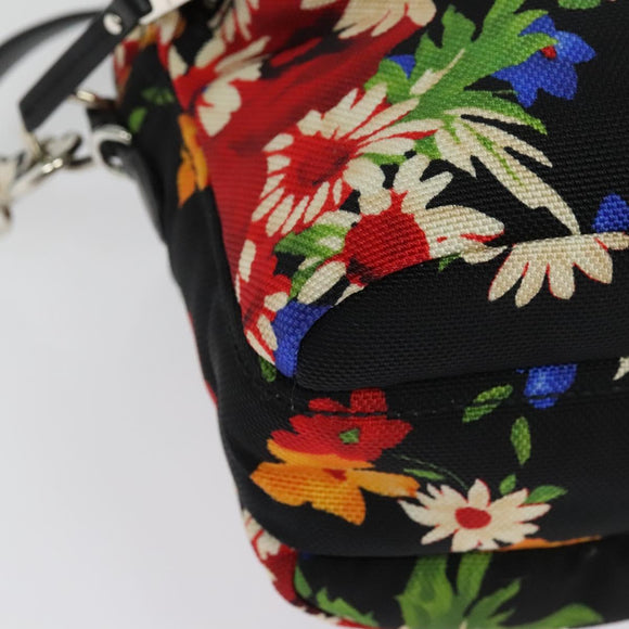 Miu Miu Shoulder Bag Canvas Black Gold Auth 132826