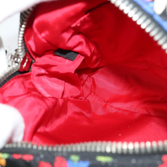 Miu Miu Shoulder Bag Canvas Black Gold Auth 132826