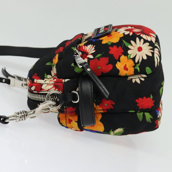 Miu Miu Shoulder Bag Canvas Black Gold Auth 132826