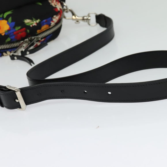 Miu Miu Shoulder Bag Canvas Black Gold Auth 132826