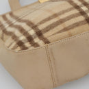 Burberrys Nova Check Hand Bag Wool Leather Beige Gold Auth 132827-11