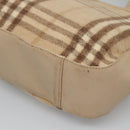 Burberrys Nova Check Hand Bag Wool Leather Beige Gold Auth 132827-12