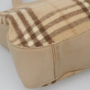 Burberrys Nova Check Hand Bag Wool Leather Beige Gold Auth 132827-13