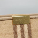 Burberrys Nova Check Hand Bag Wool Leather Beige Gold Auth 132827-14