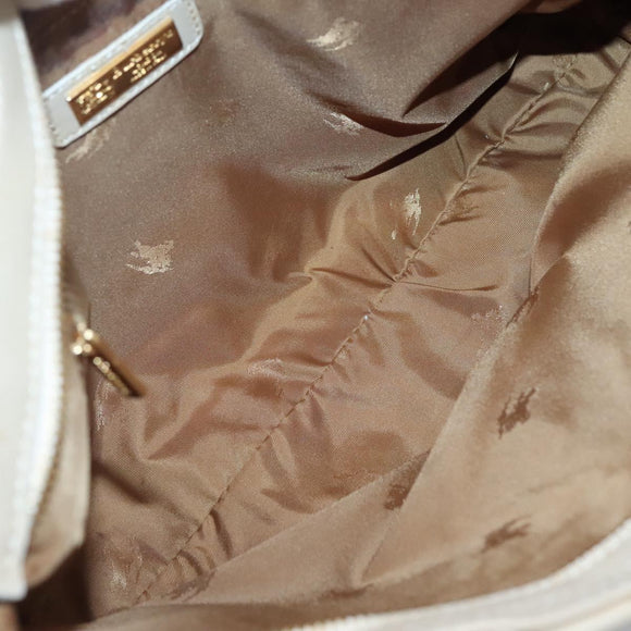 Burberrys Nova Check Hand Bag Wool Leather Beige Gold Auth 132827