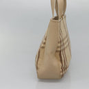 Burberrys Nova Check Hand Bag Wool Leather Beige Gold Auth 132827-4