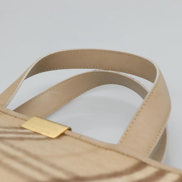 Burberrys Nova Check Hand Bag Wool Leather Beige Gold Auth 132827