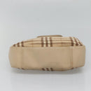 Burberrys Nova Check Hand Bag Wool Leather Beige Gold Auth 132827-9