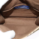 BURBERRY Nova Check Blue Label Bag Canvas Leather Beige Silver Auth 132828-12