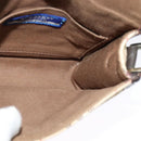 BURBERRY Nova Check Blue Label Bag Canvas Leather Beige Silver Auth 132828-18