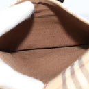 BURBERRY Nova Check Blue Label Bag Canvas Leather Beige Silver Auth 132828-21