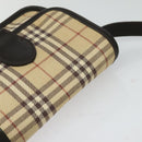 BURBERRY Nova Check Blue Label Bag Canvas Leather Beige Silver Auth 132828-6
